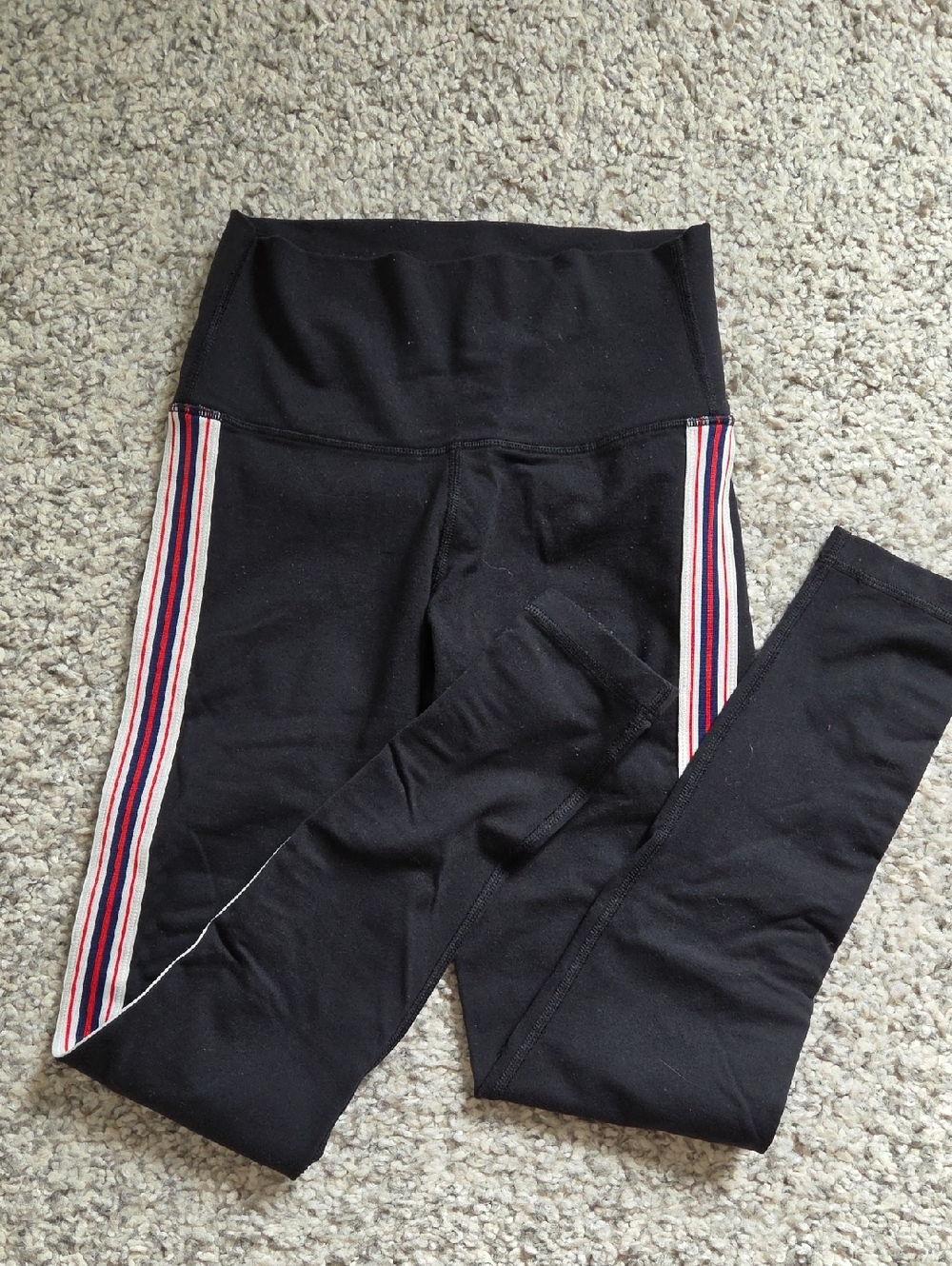TNA Black Kids Leggings with Red, White & Blue Side Stripes